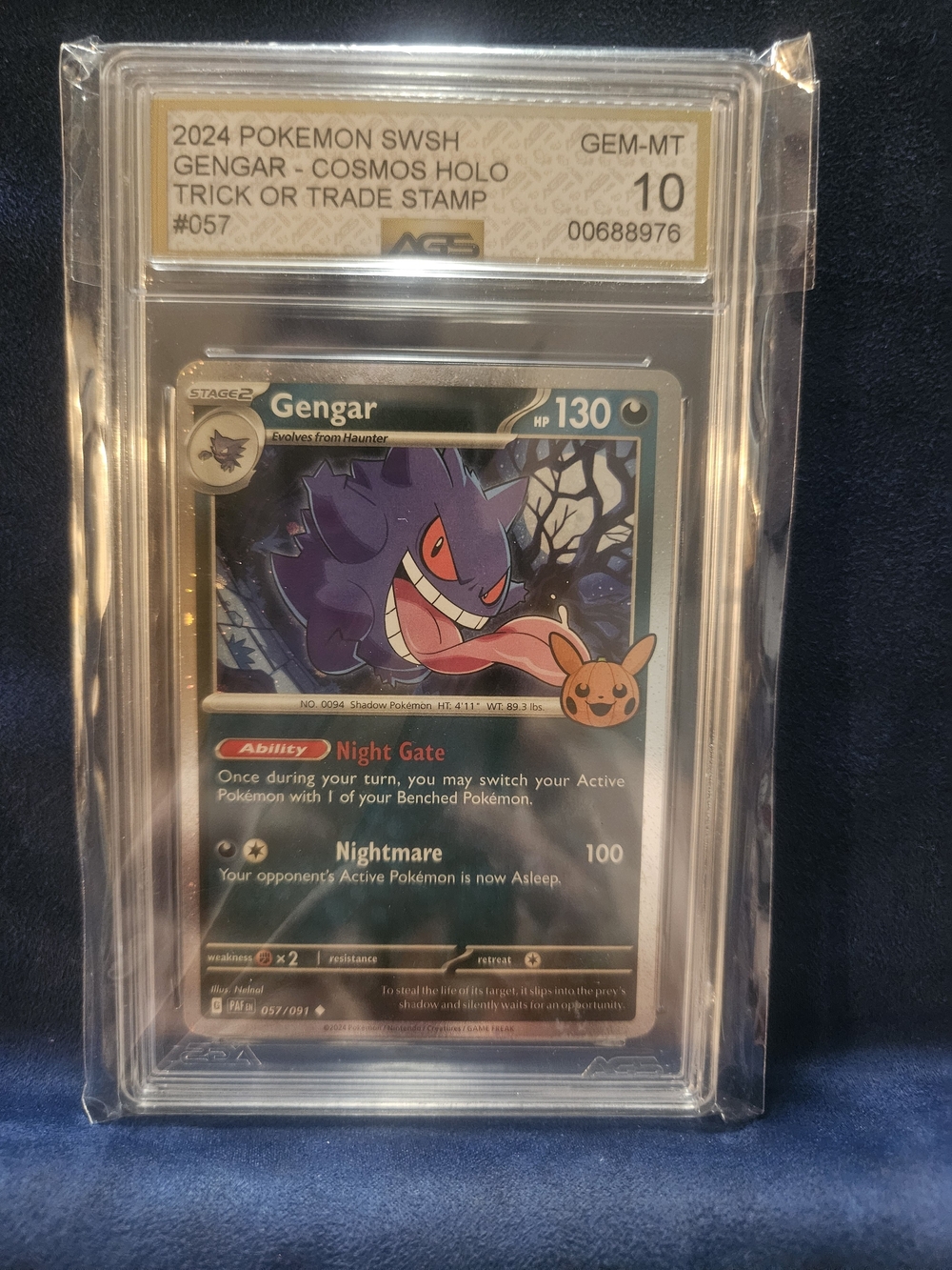 Gengar COSMOS HOLO Trick Or Treat Stamp 057/091 Graded Gem Mt 10